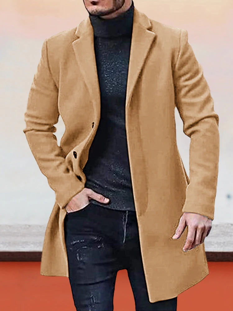 👔 Men's Classic Single Row Buckle Solid Color Jacket - Timeless Daily Essential 50% OFF