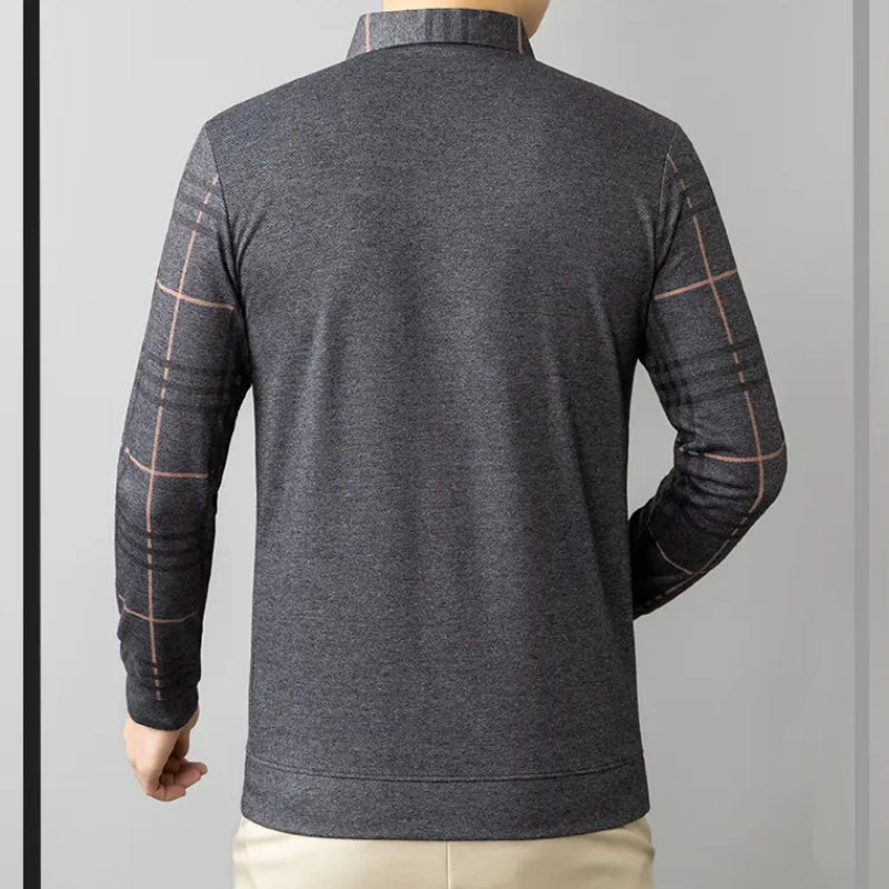 ⏳Multi-scenario fit🔥Men's Faux Two Piece Lapel Long-Sleeve Tops👔