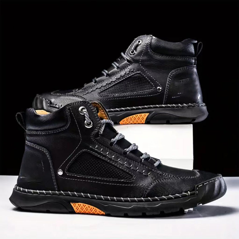 💥The Ultimate Versatile Footwear: Men‘s Hand-Stitched Boots with Supportive Flat Sole & Effortless Style