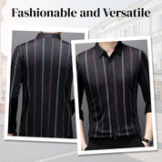 Men's Thickened Striped Lapel Button Down Shirts