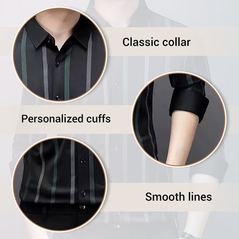 Men's Thickened Striped Lapel Button Down Shirts