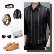 Men's Thickened Striped Lapel Button Down Shirts