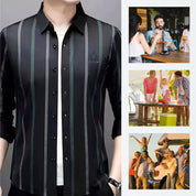 Men's Thickened Striped Lapel Button Down Shirts