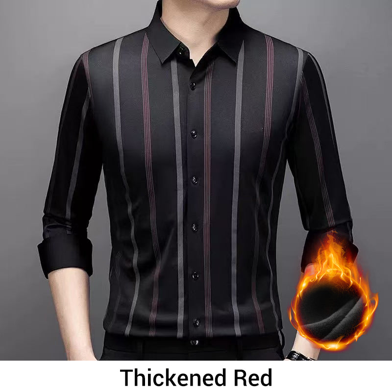 Men's Thickened Striped Lapel Button Down Shirts
