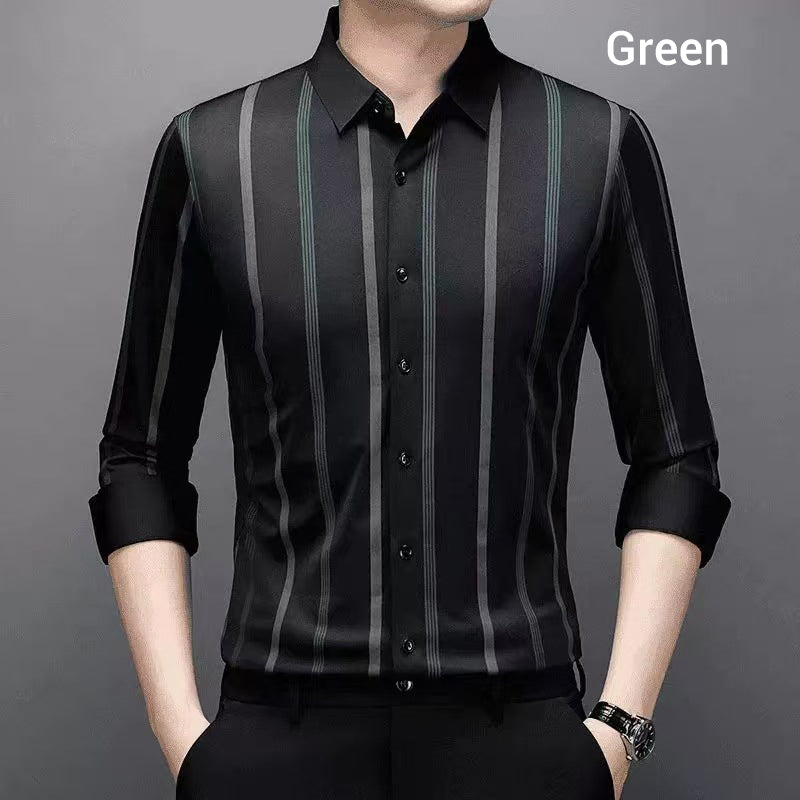Men's Thickened Striped Lapel Button Down Shirts