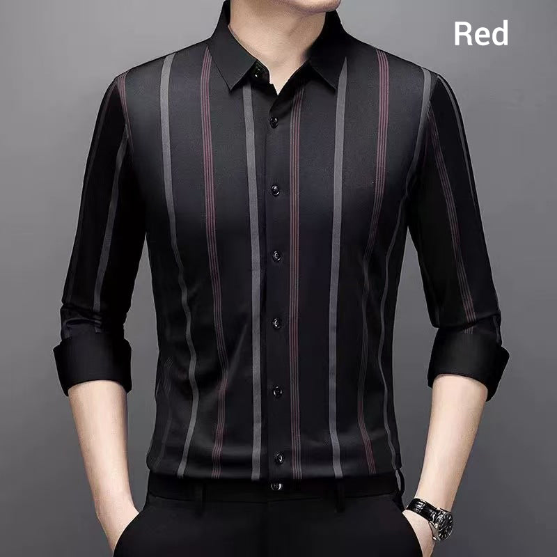 Men's Thickened Striped Lapel Button Down Shirts