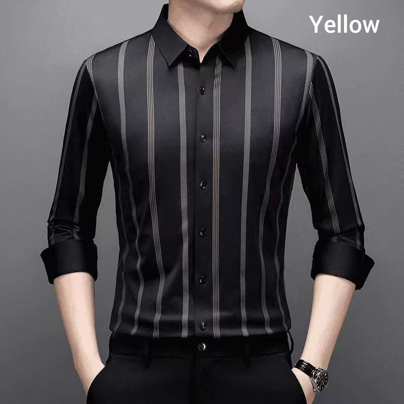 Men's Thickened Striped Lapel Button Down Shirts