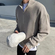 Men's Casual Ribbed Half-Zip Sweater