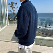 Men's Casual Ribbed Half-Zip Sweater