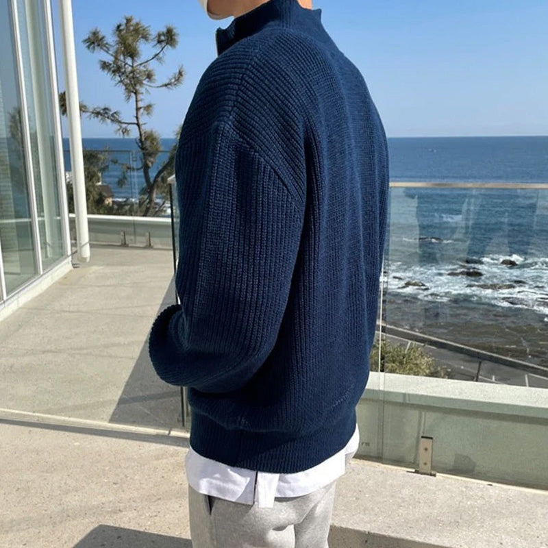 Men's Casual Ribbed Half-Zip Sweater
