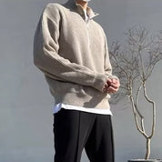 Men's Casual Ribbed Half-Zip Sweater
