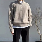 Men's Casual Ribbed Half-Zip Sweater