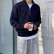 Men's Casual Ribbed Half-Zip Sweater