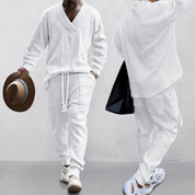 💥Arrived Today💥Men's 2-Piece V-Neck Baggy Sweatshirt & Joggers Set