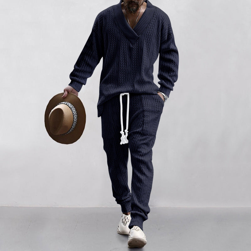 Men's Knitted 2-Piece Set - Sweatshirt & Joggers