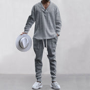 💥Arrived Today💥Men's 2-Piece V-Neck Baggy Sweatshirt & Joggers Set
