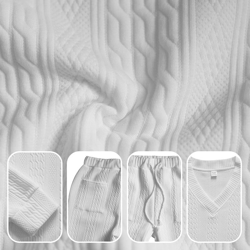 Men's Knitted 2-Piece Set - Sweatshirt & Joggers