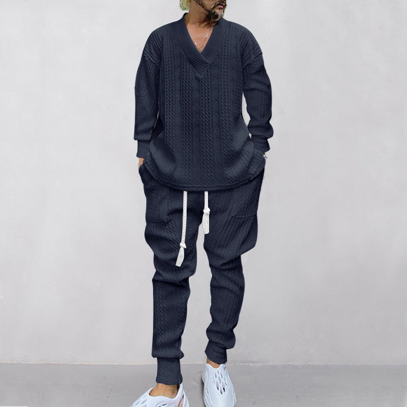 Men's Knitted 2-Piece Set - Sweatshirt & Joggers