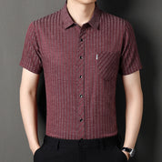 🔥2025 New Arrival🔥Men's Classic Striped Short Sleeve Button-Up Shirt