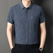 🔥2025 New Arrival🔥Men's Classic Striped Short Sleeve Button-Up Shirt