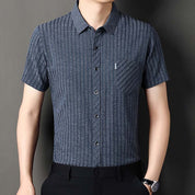 🔥2025 New Arrival🔥Men's Classic Striped Short Sleeve Button-Up Shirt