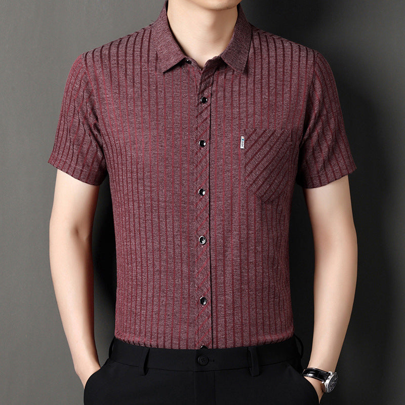 🔥2025 New Arrival🔥Men's Classic Striped Short Sleeve Button-Up Shirt
