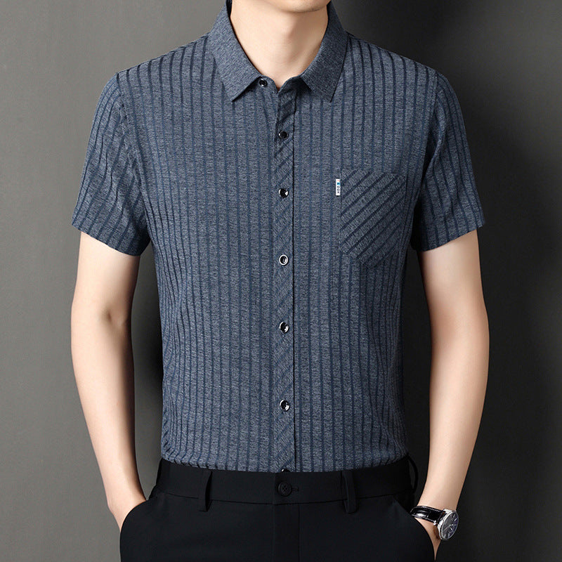 🔥2025 New Arrival🔥Men's Classic Striped Short Sleeve Button-Up Shirt