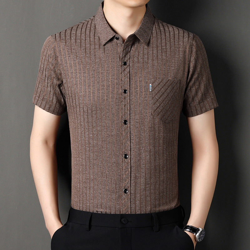 🔥2025 New Arrival🔥Men's Classic Striped Short Sleeve Button-Up Shirt