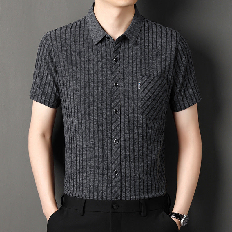 🔥2025 New Arrival🔥Men's Classic Striped Short Sleeve Button-Up Shirt