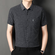 🔥2025 New Arrival🔥Men's Classic Striped Short Sleeve Button-Up Shirt