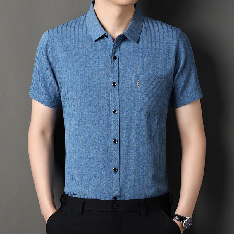 🔥2025 New Arrival🔥Men's Classic Striped Short Sleeve Button-Up Shirt