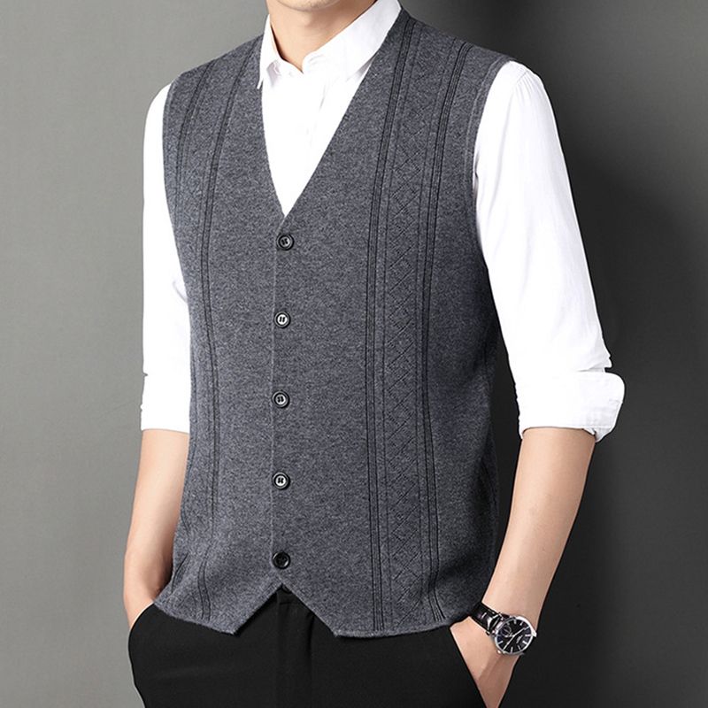 🌟Business Style🌟Men's Fashion Knitted Button Wool Sweater Vest