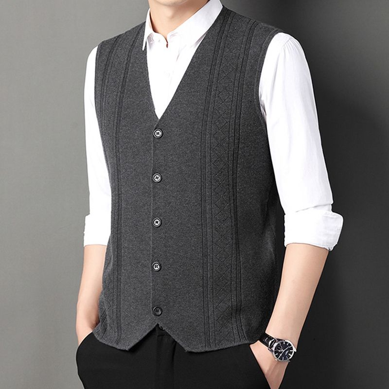 🌟Business Style🌟Men's Fashion Knitted Button Wool Sweater Vest