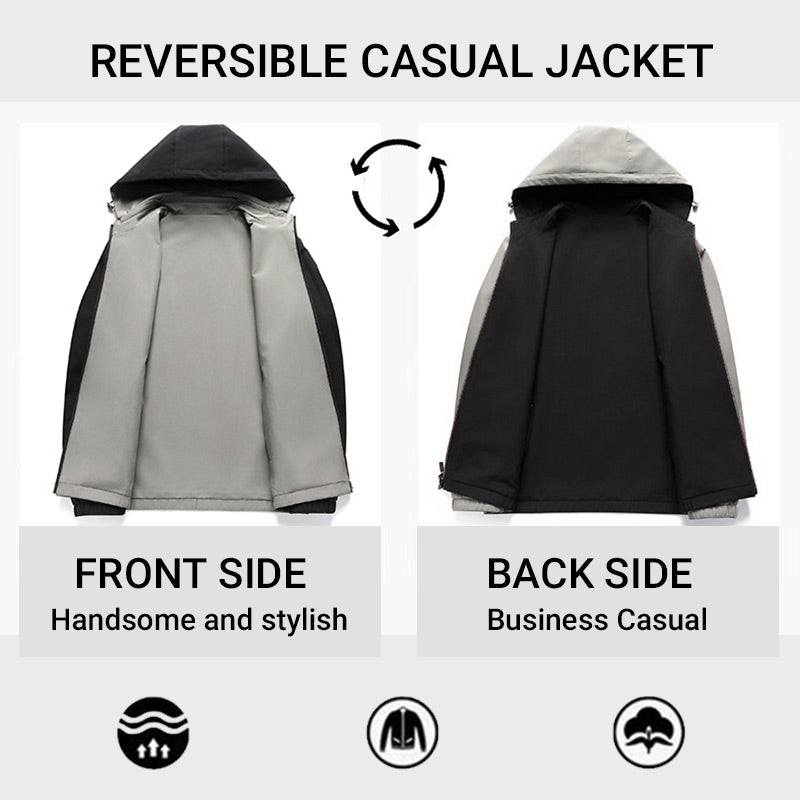 💥BIG SALE💥✨Men's Reversible Jacket with Removable Hood