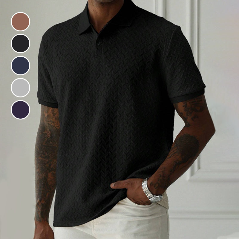 💨Men's Wheat Fringe Textured Lapel T-Shirt👕