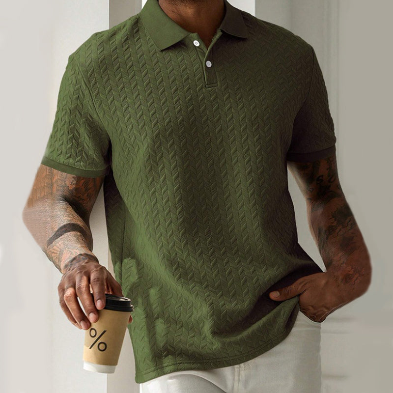 💨Men's Wheat Fringe Textured Lapel T-Shirt👕