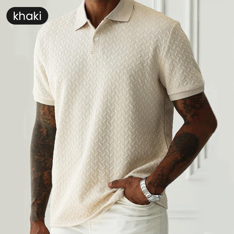 💨Men's Wheat Fringe Textured Lapel T-Shirt👕
