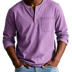 Men's Fashion Retro Distressed Pocket Design Long Sleeve Shirt