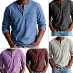Men's Fashion Retro Distressed Pocket Design Long Sleeve Shirt