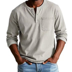Men's Fashion Retro Distressed Pocket Design Long Sleeve Shirt