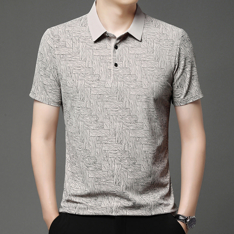 👑Men's Fashion Cooling Breathable Printed Lapel T-Shirt