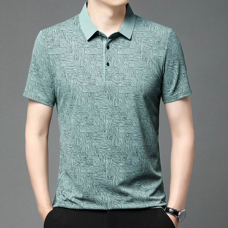 👑Men's Fashion Cooling Breathable Printed Lapel T-Shirt