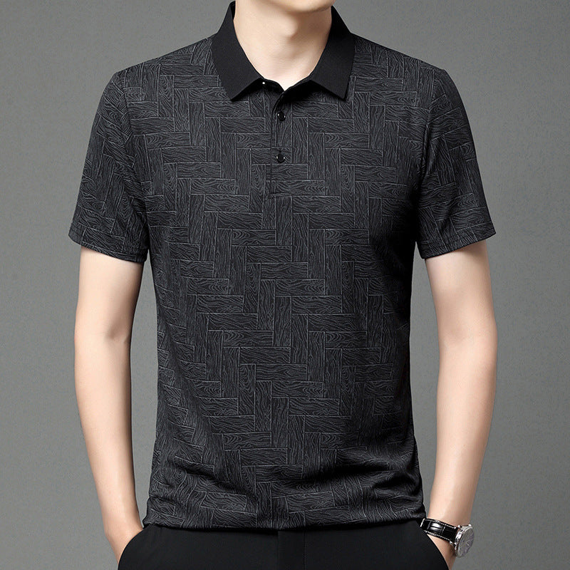 👑Men's Fashion Cooling Breathable Printed Lapel T-Shirt