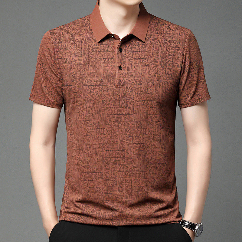 👑Men's Fashion Cooling Breathable Printed Lapel T-Shirt