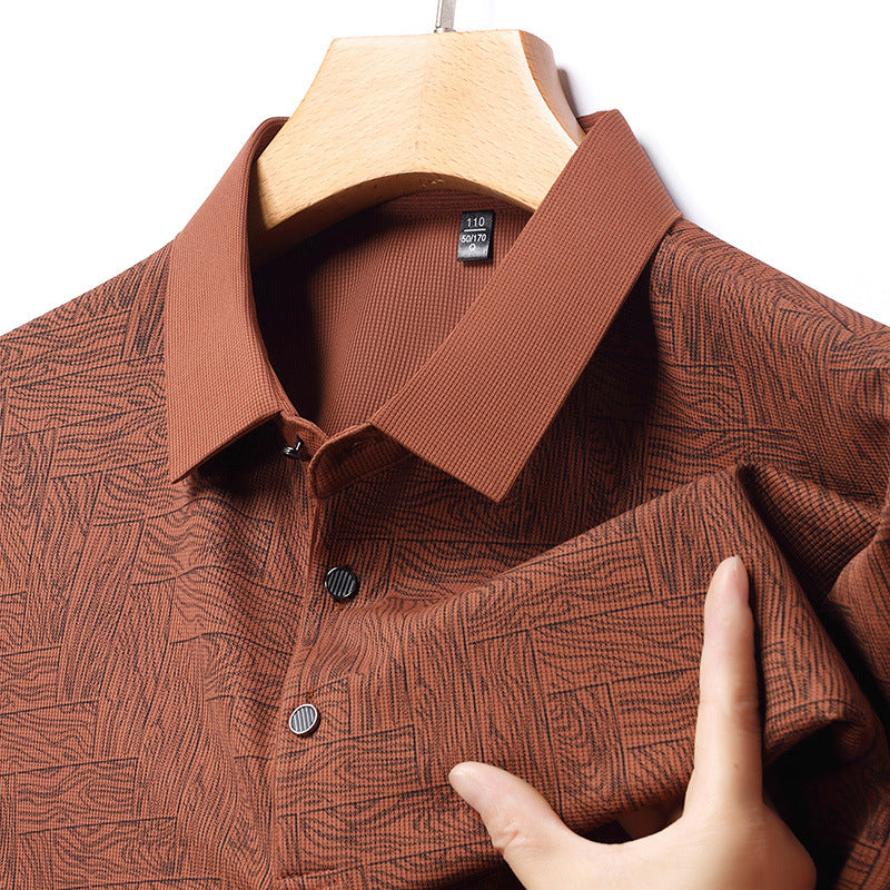 👑Men's Fashion Cooling Breathable Printed Lapel T-Shirt