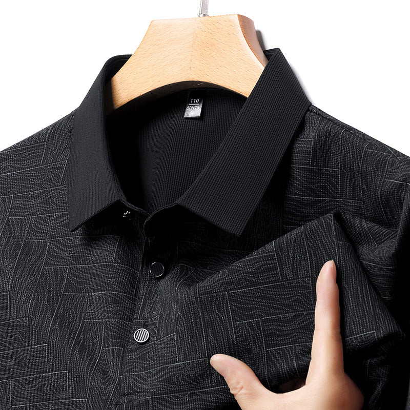 👑Men's Fashion Cooling Breathable Printed Lapel T-Shirt