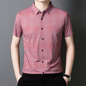 🎊New Fashion👔Men's Cooling Plaid Short Sleeve Button-Down Shirt