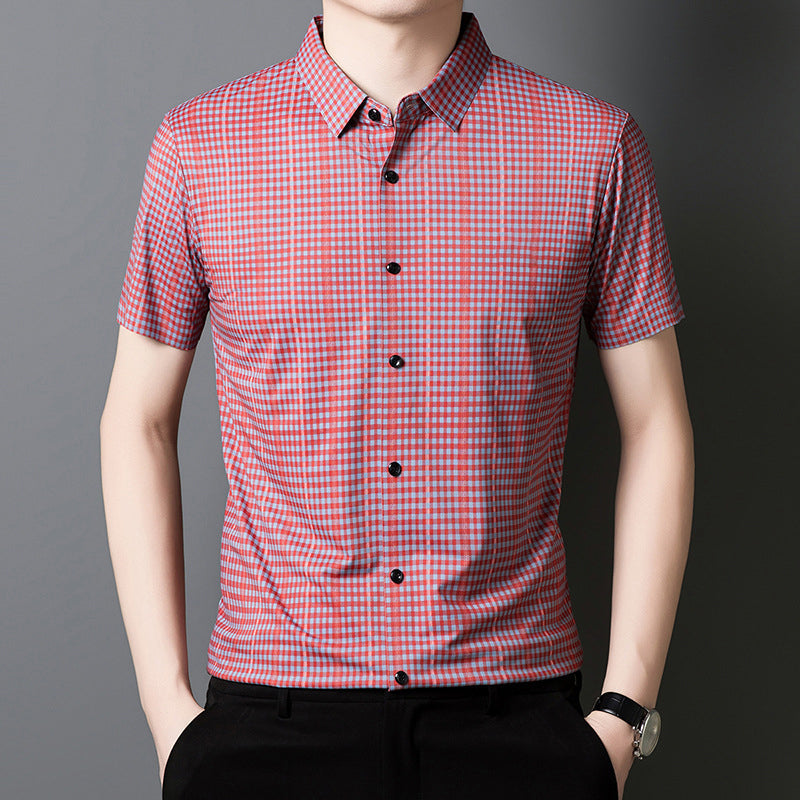🎊New Fashion👔Men's Cooling Plaid Short Sleeve Button-Down Shirt