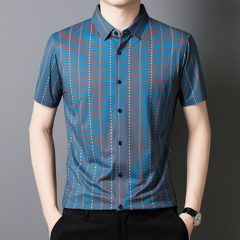 🎊New Fashion👔Men's Cooling Plaid Short Sleeve Button-Down Shirt