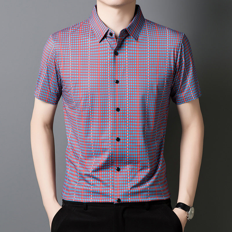 🎊New Fashion👔Men's Cooling Plaid Short Sleeve Button-Down Shirt